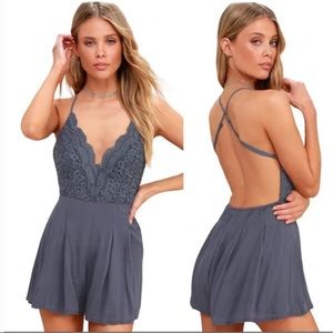 Lulu’s backless lace romper